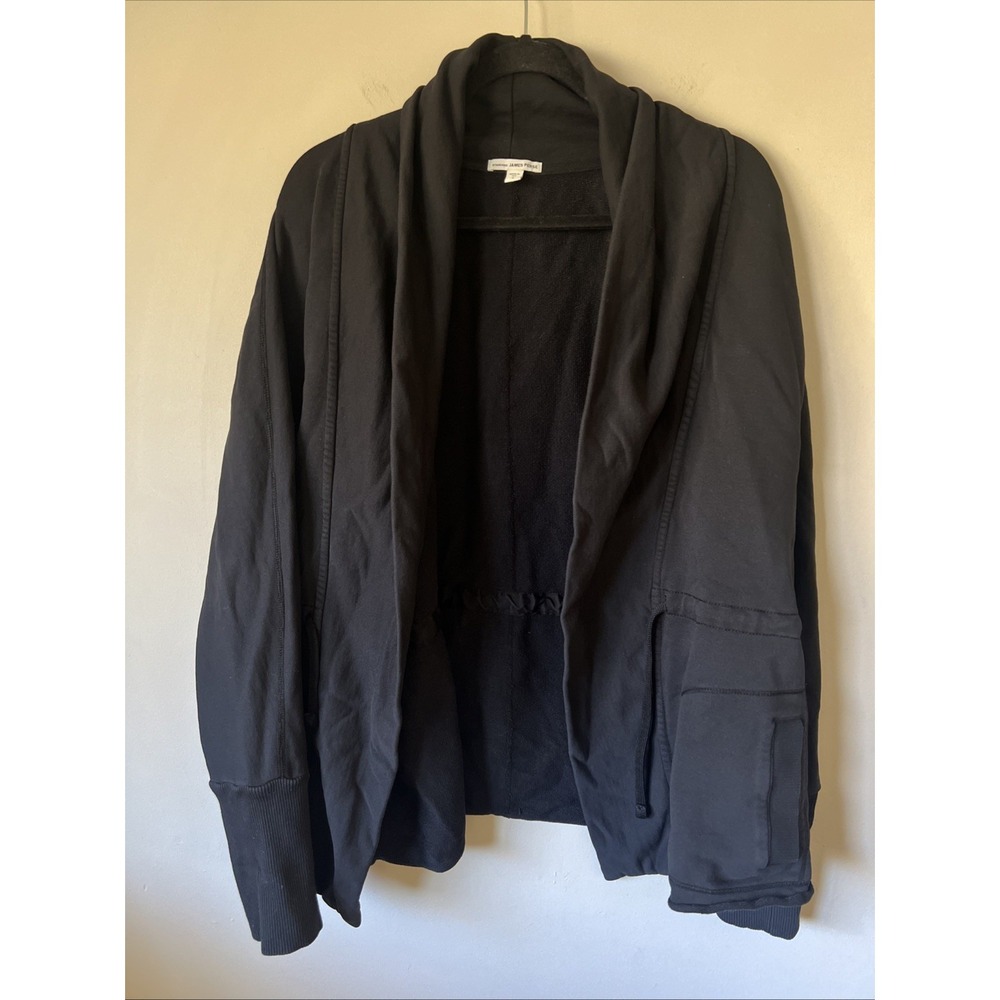 Standard James Perse Women's Cardigan Jacket Sz 4  Black Open Front Shawl Collar